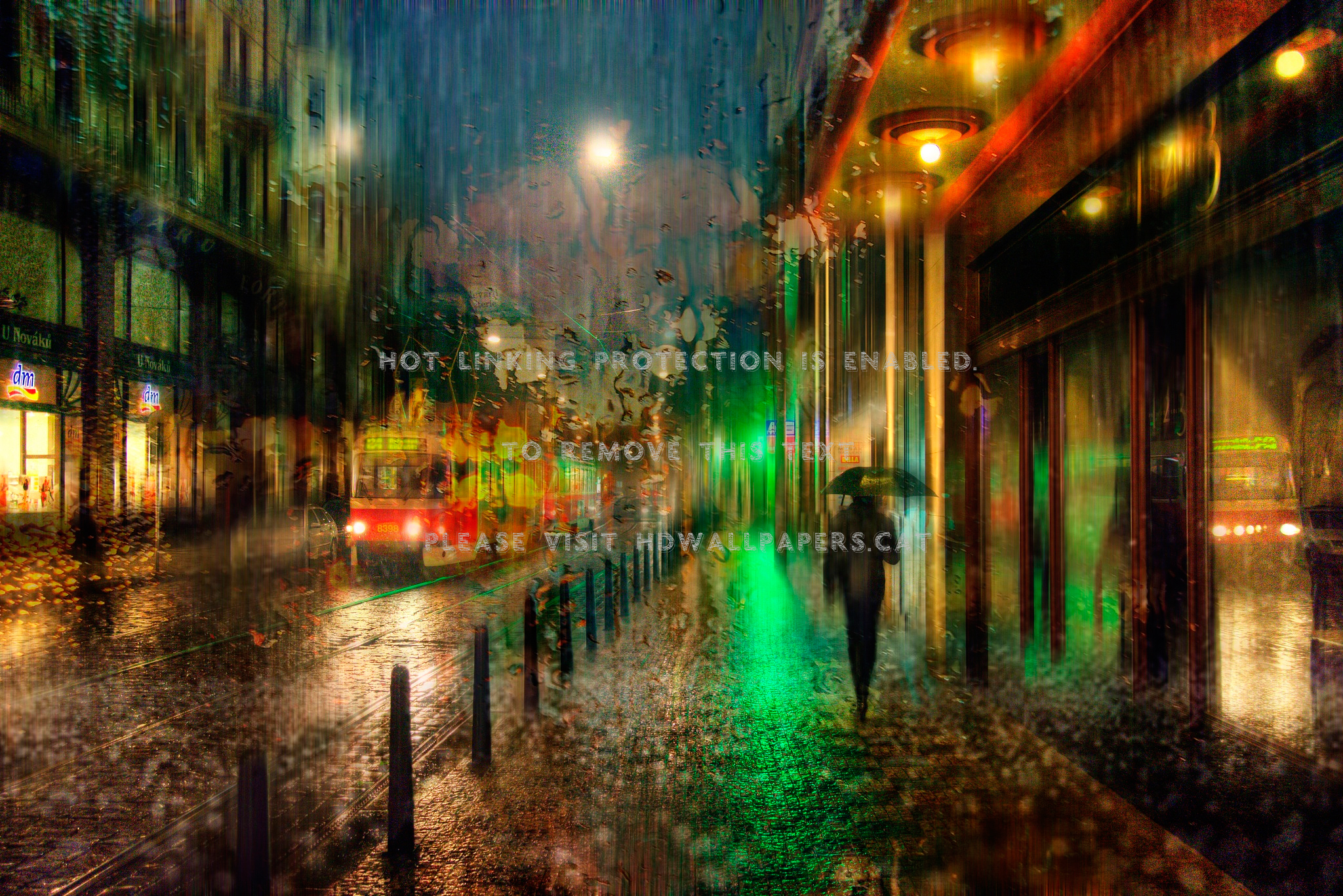 Rain Evening Drops City Walk Rainy Nature - Night Prague - HD Wallpaper 