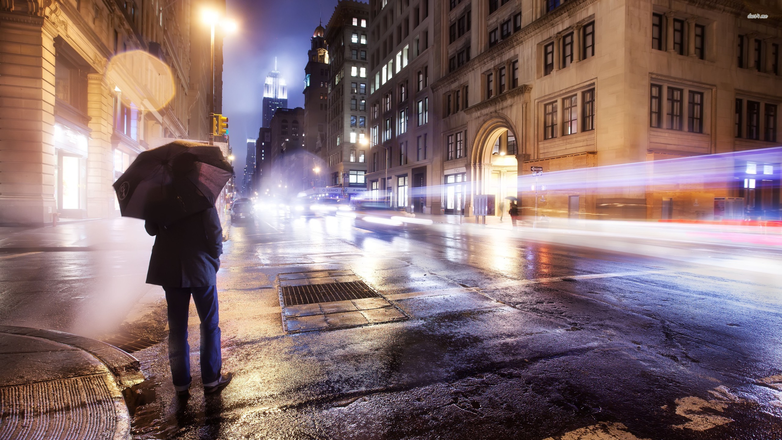 City Street Long Exposure - HD Wallpaper 