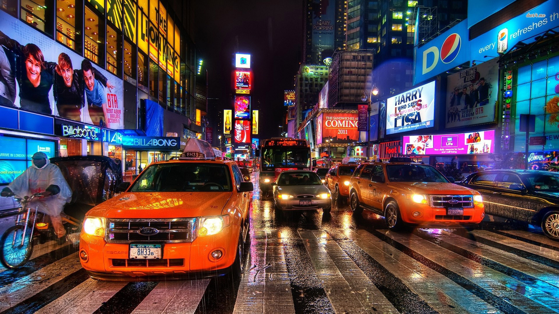 New York Taxi Night - HD Wallpaper 