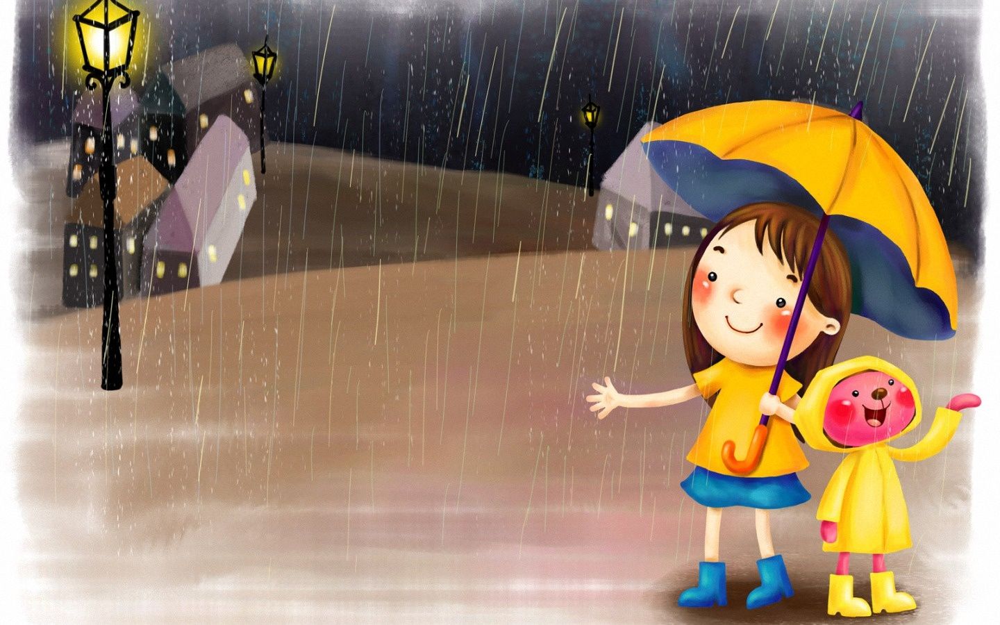 Rainy Day Rainy Season Cartoon - 1440x900 Wallpaper 