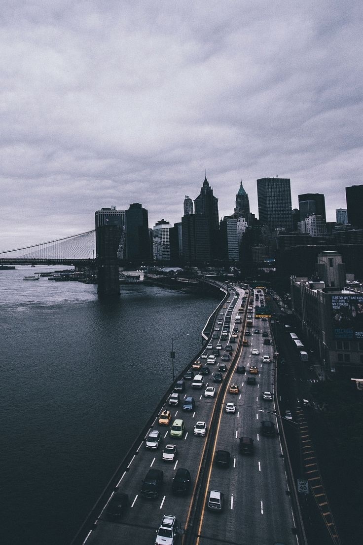 City, Wallpaper, And Tumblr Image - Sunset Over The Brooklyn Bridge And New York City Skyline - HD Wallpaper 