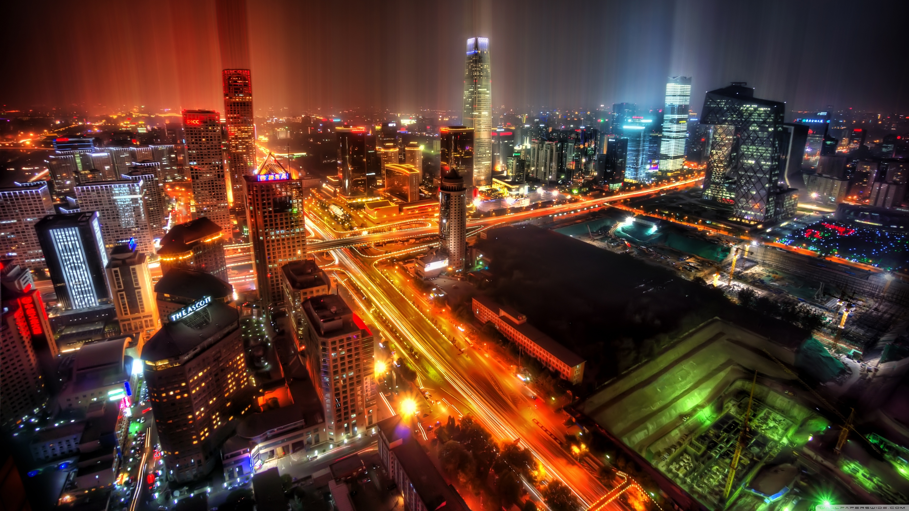 Beijing Downtown Night China - HD Wallpaper 