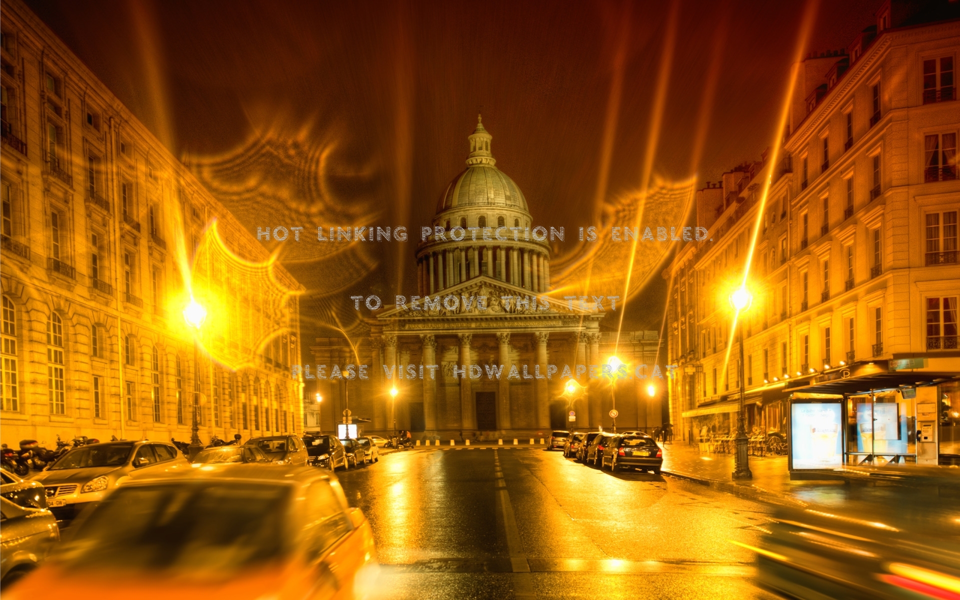 The Pantheon Rainy Night City Lights Street - Night - HD Wallpaper 