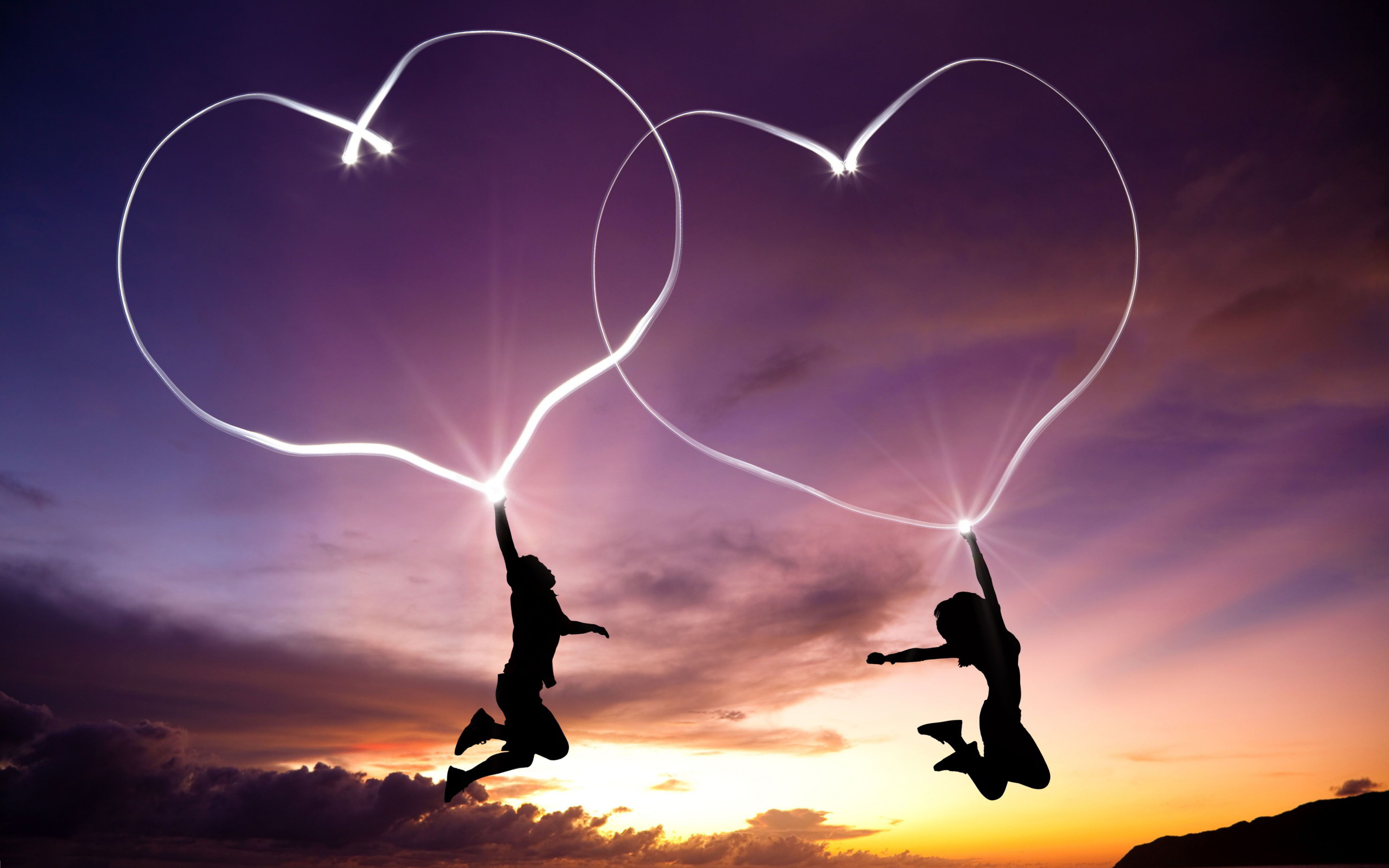 Sunset Heart Boy Girl I Love You Background Hd Wallpapers - Boy And Girl Background - HD Wallpaper 