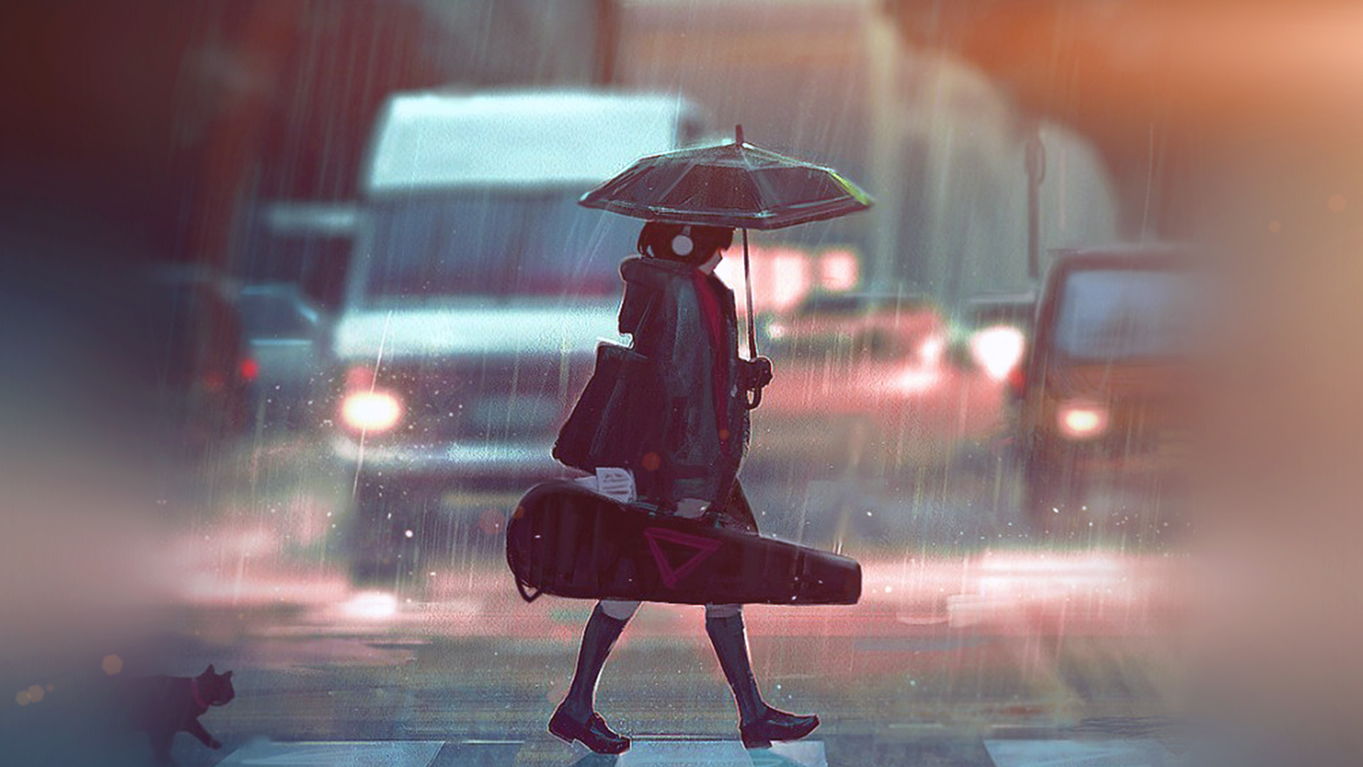 Anime Girl Rain 4k - HD Wallpaper 