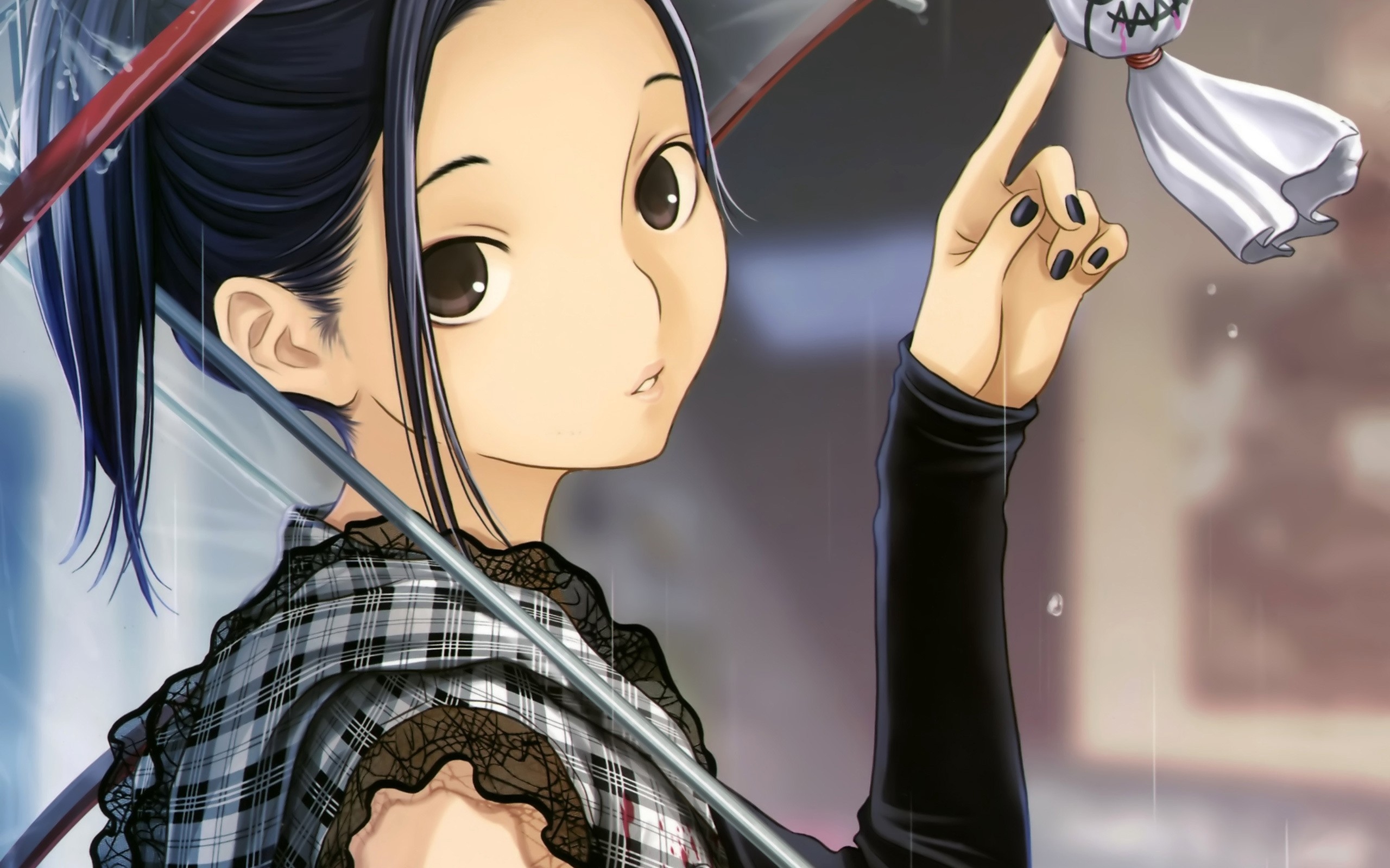 Wallpaper Anime, Girl, Gesture, Rain, Umbrella, Drop - Anime Teru Teru Bōzu - HD Wallpaper 