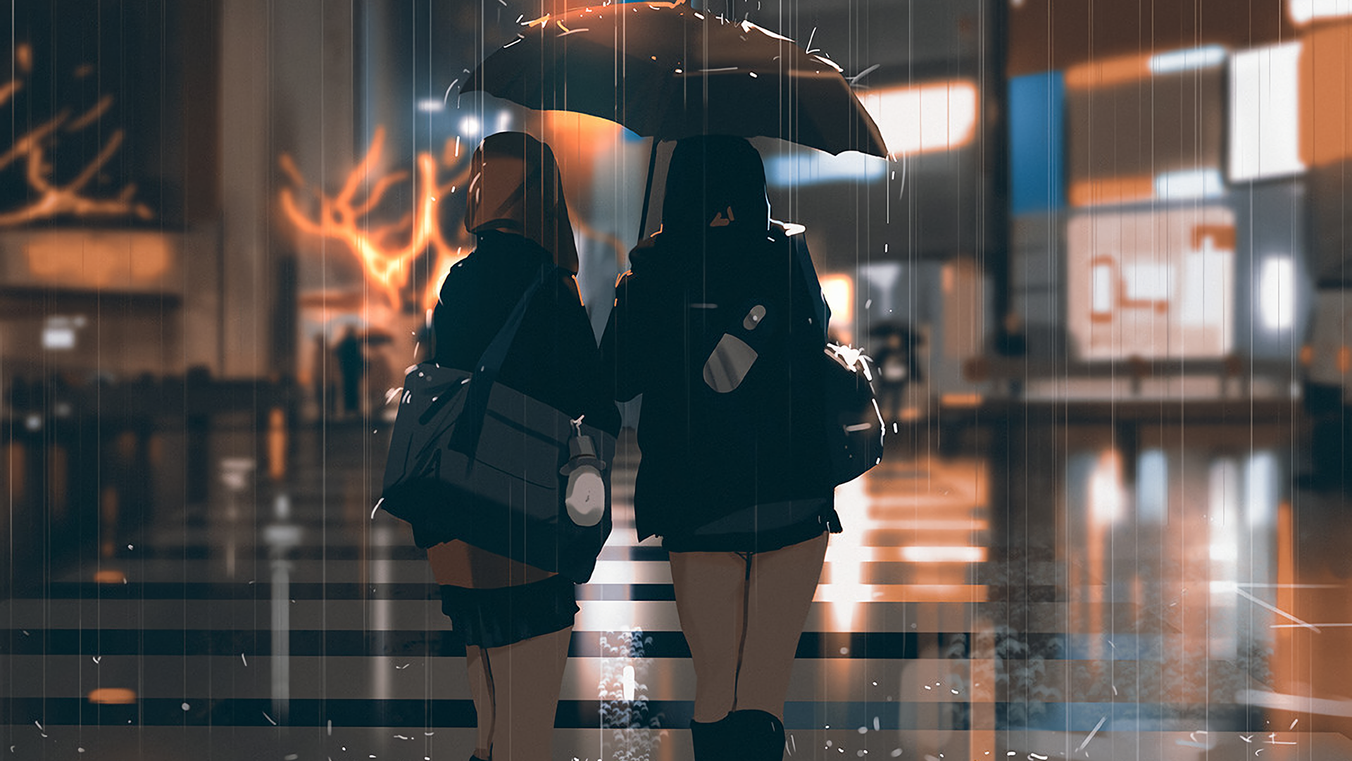 Girl In Rain Digital Art - HD Wallpaper 