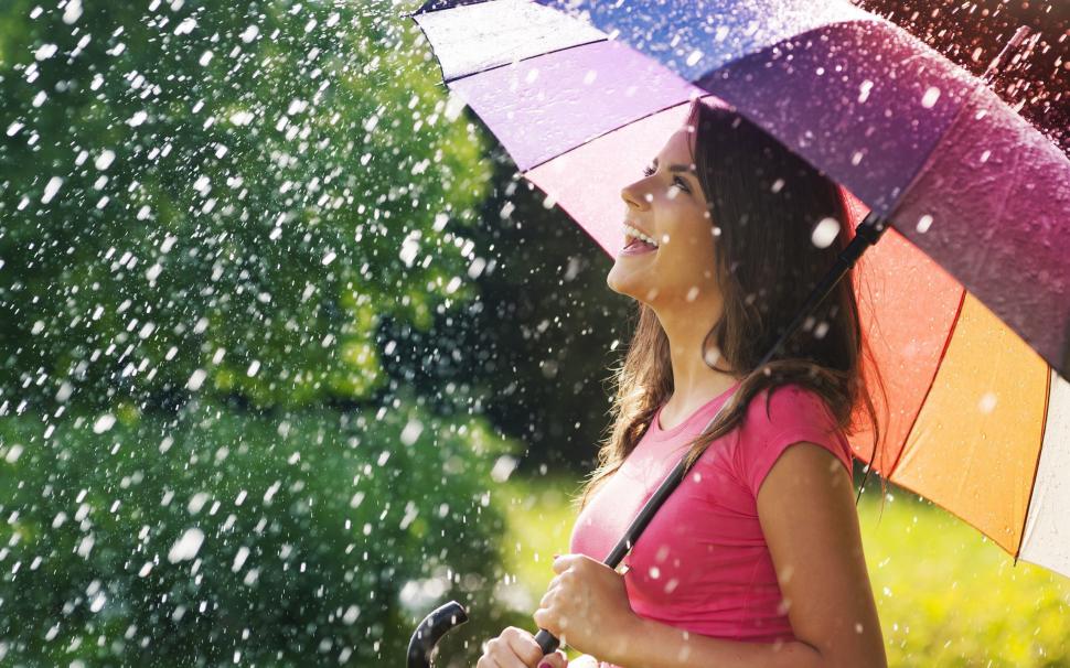 Smile Joy Girl, Umbrella, Rain, Summer Wallpaper,smile - Happy Girl In Rain Hd - HD Wallpaper 