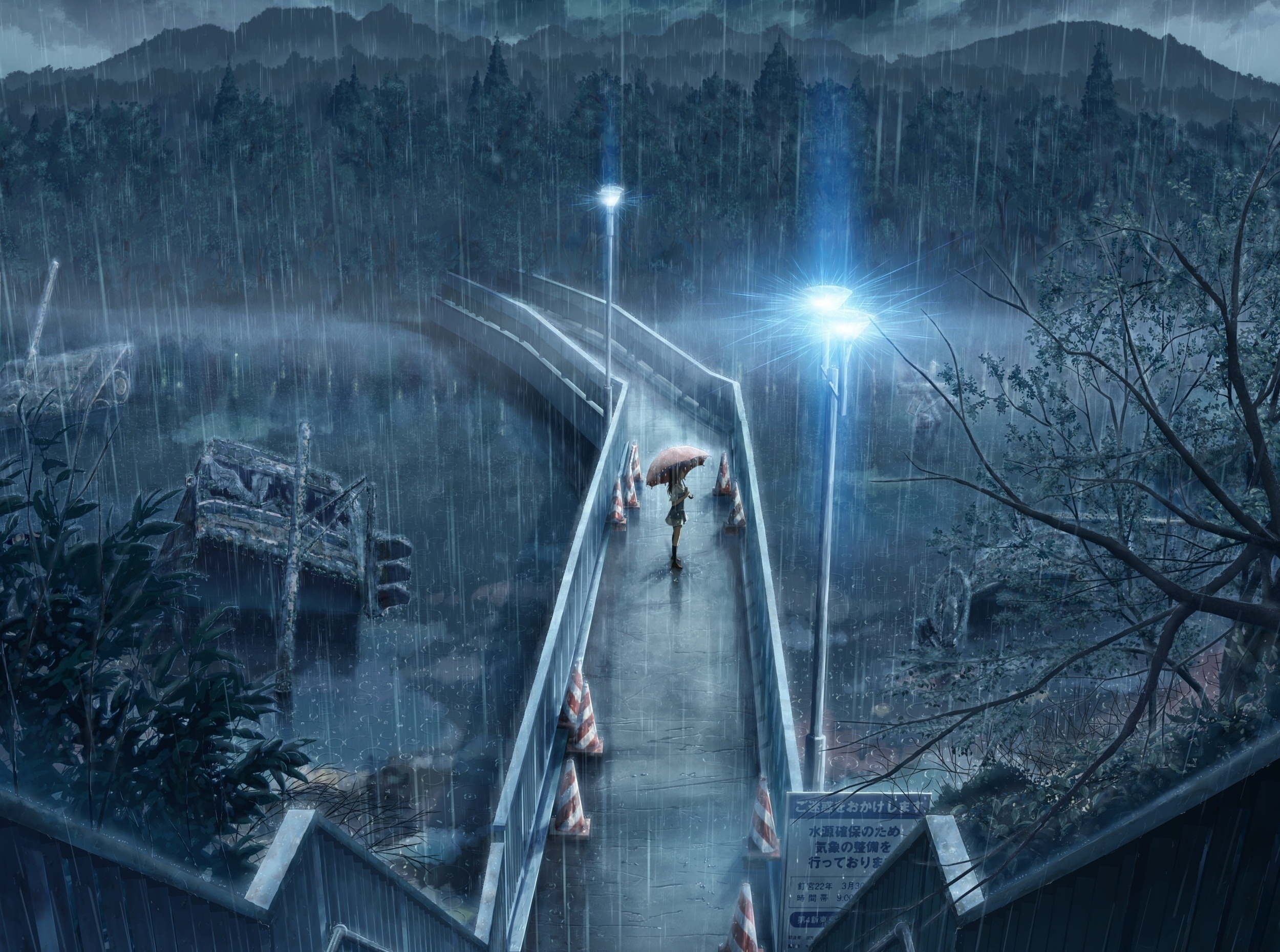 Rainy Day, Torrential, The Rain, The Bridge, Girl, - Denpa Teki Na Kanojo - HD Wallpaper 