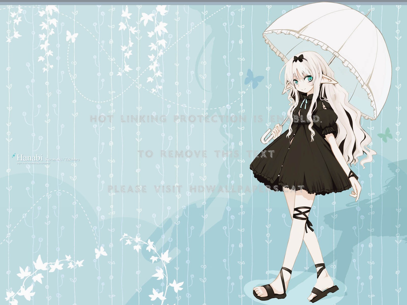 In Rain Wallpaper Cuteblack Blue Girl Anime - Anime Girls With Umbrella - HD Wallpaper 