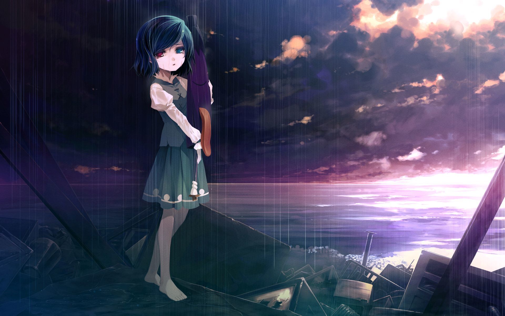 Sad Girl Anime Pic Hd - HD Wallpaper 