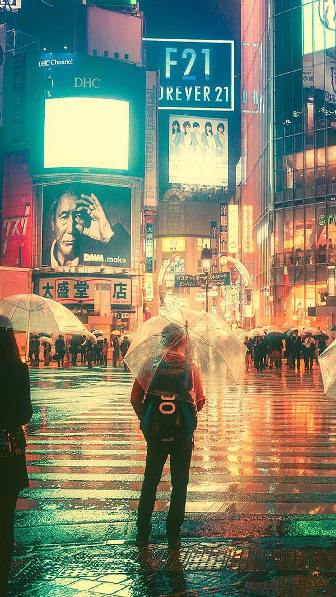 Tokyo Rain Wallpaper Phone - HD Wallpaper 