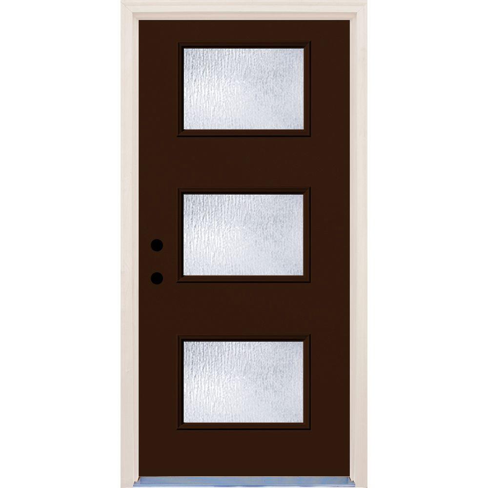 Brown Front Door With Glass - HD Wallpaper 