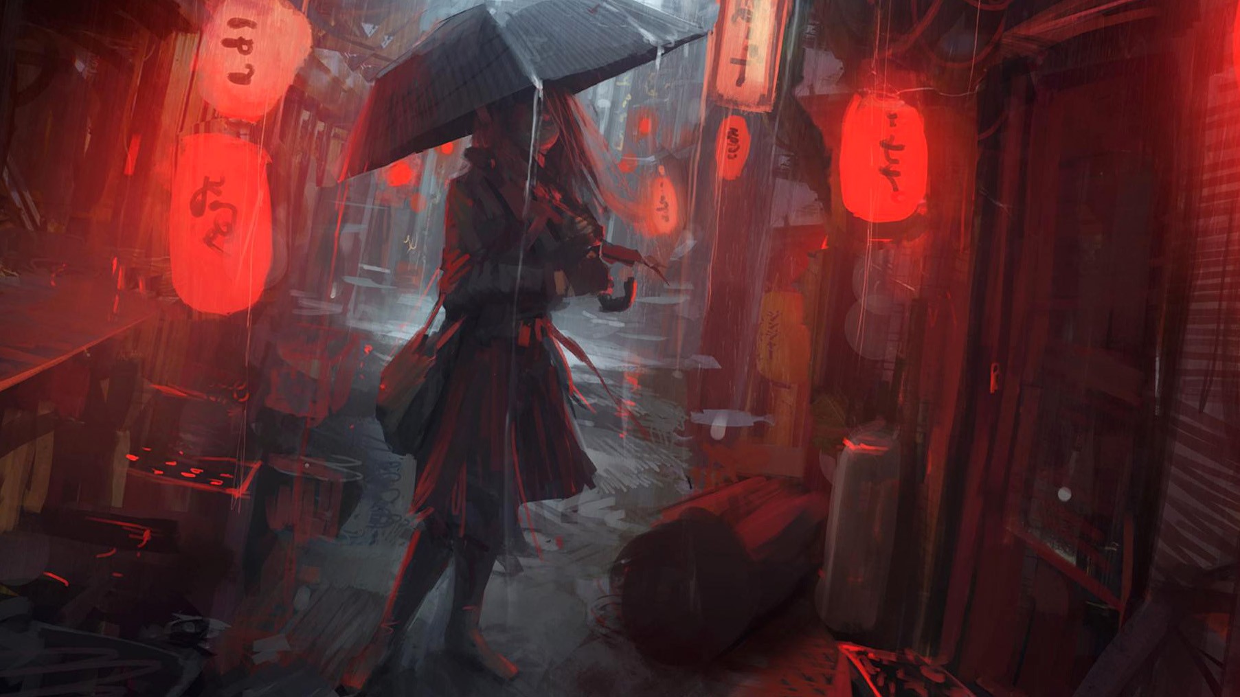 Digital Painting Rain - HD Wallpaper 