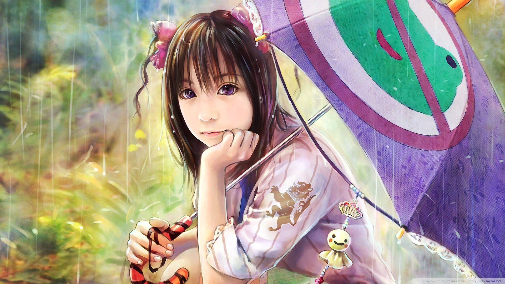 Cute Girl In Rain - HD Wallpaper 