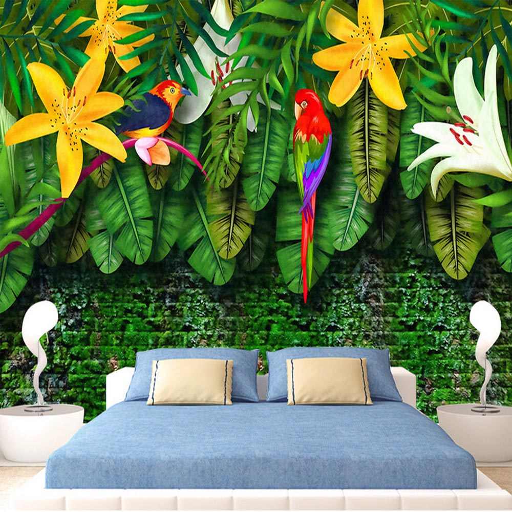 3d Hd Hand Painting European Tropical Rain Forest Flower - Fondos De La Selva Restaurante - HD Wallpaper 