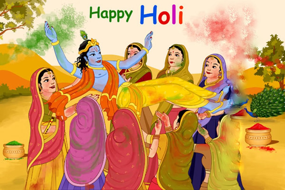 Happy Holi 2017 Image - Radha Krishna Happy Holi - HD Wallpaper 