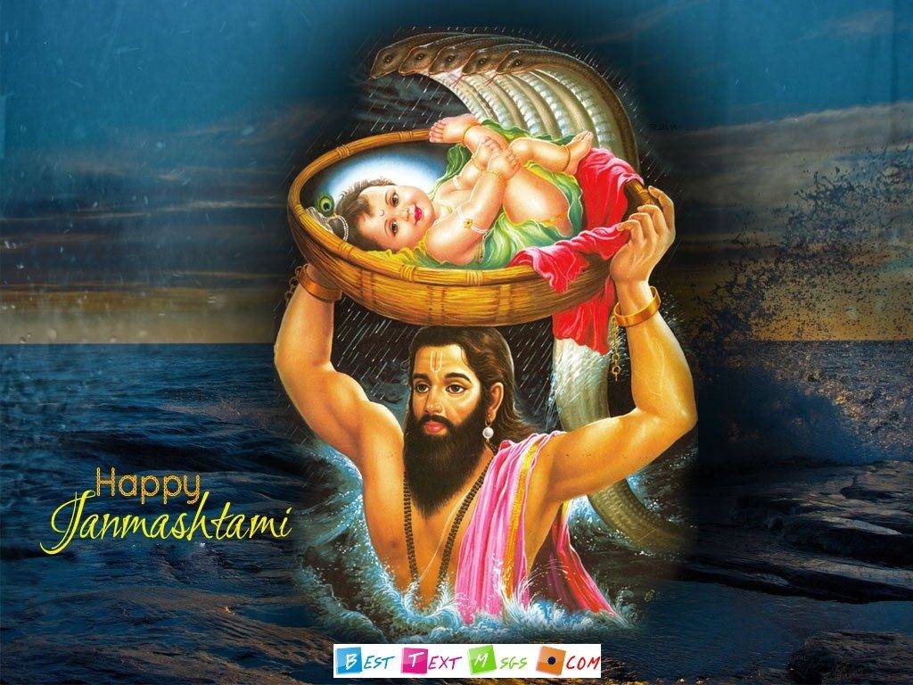 Shree Krishna Janmashtami Wallpaper - Nand Baba With Krishna - HD Wallpaper 