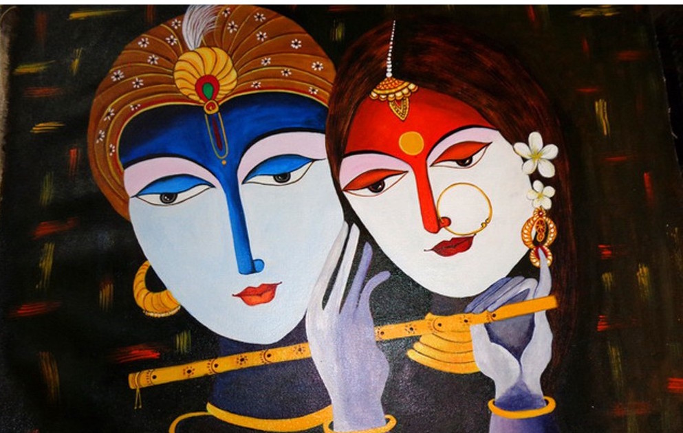 Paintings Of Lord Radha And Krishna - HD Wallpaper 