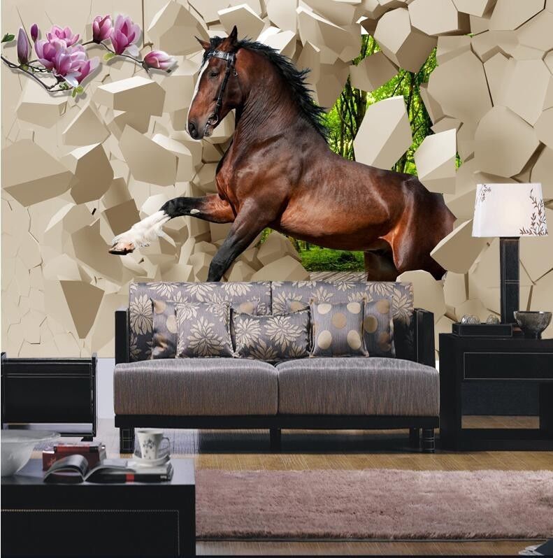 3d Horse Wall Mural - HD Wallpaper 