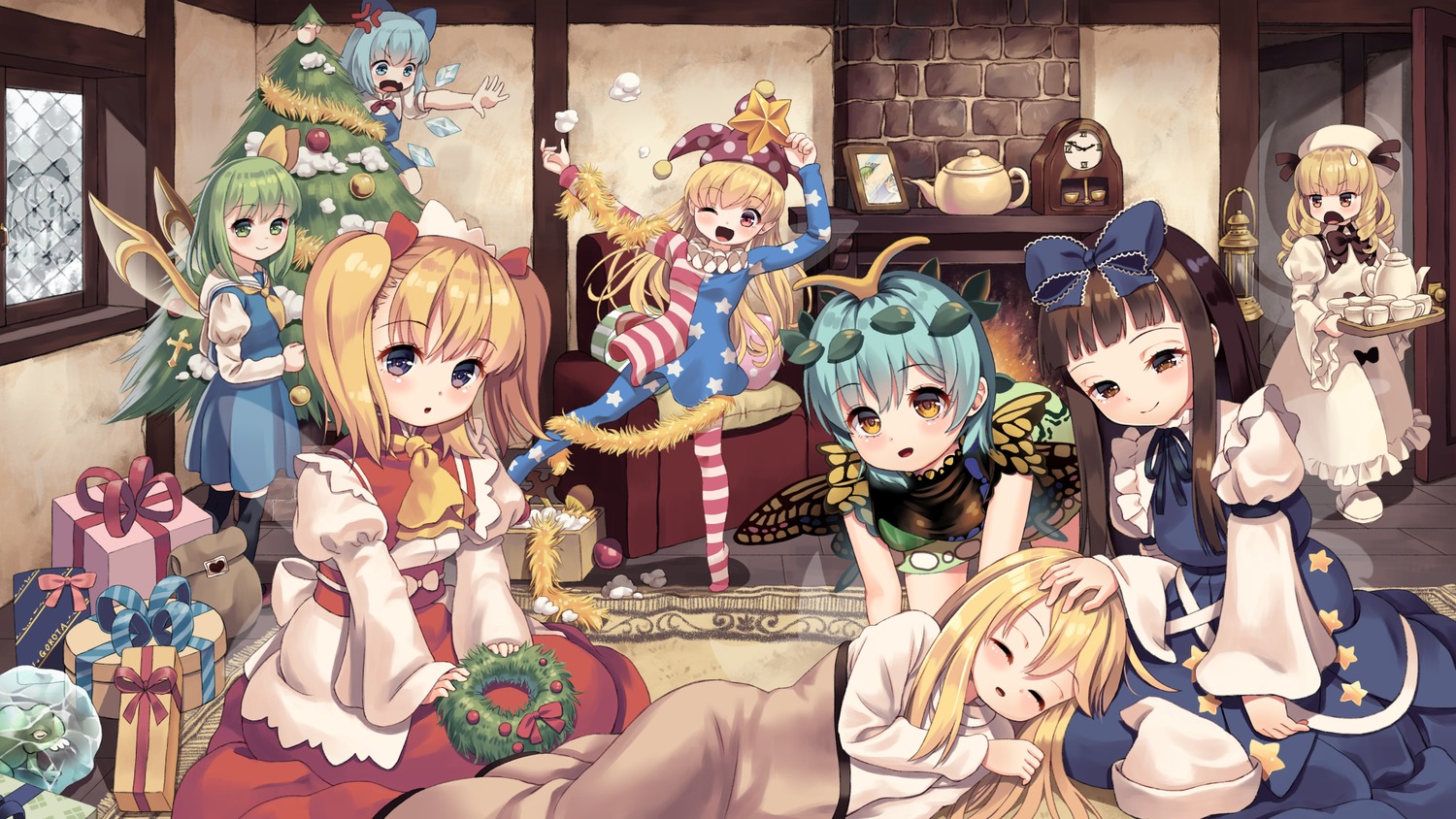 Christmas Cirno Clownpiece Daiyousei Dress Eternity - Touhou Project - HD Wallpaper 