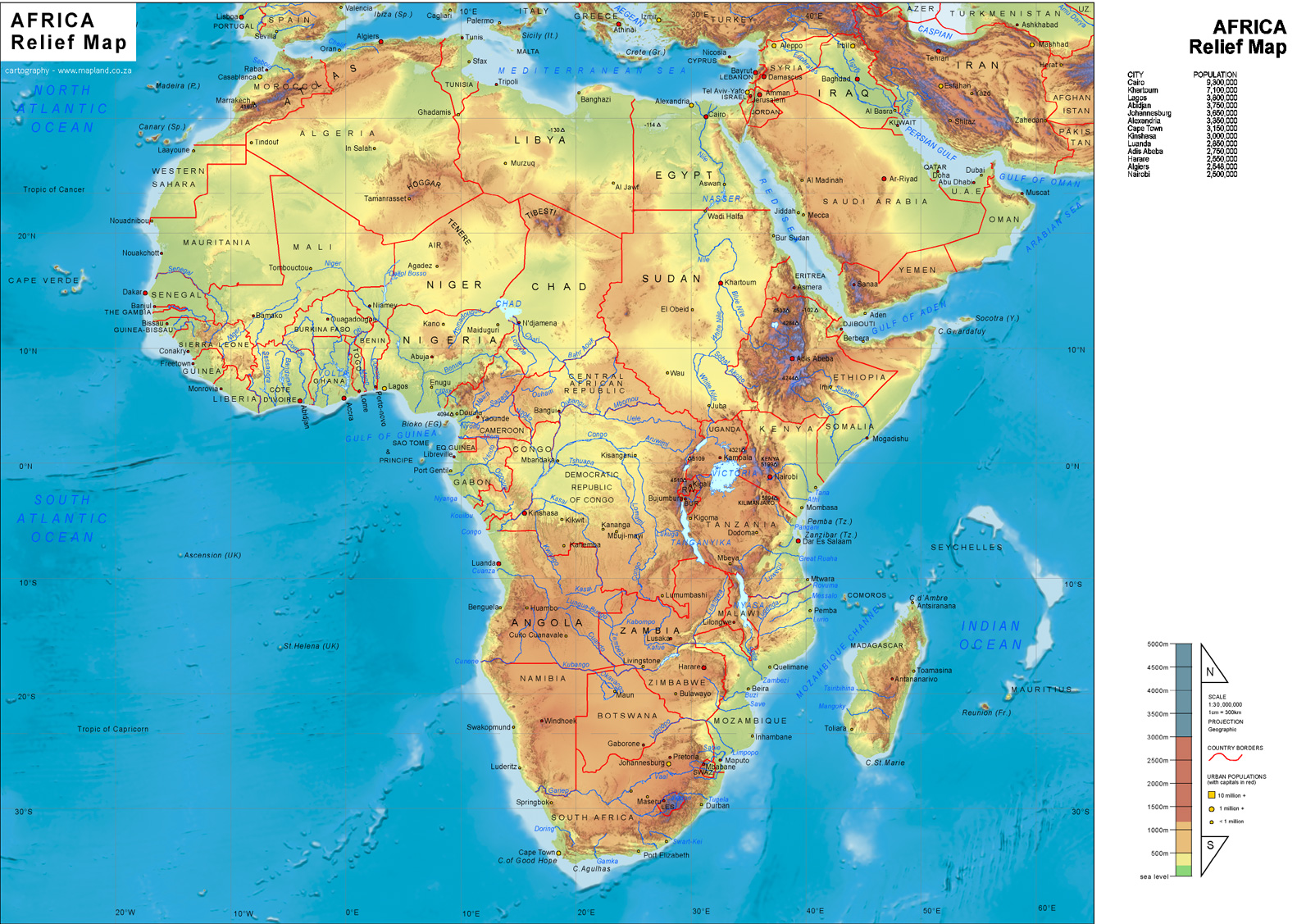 Africa Physical Map Hd - HD Wallpaper 