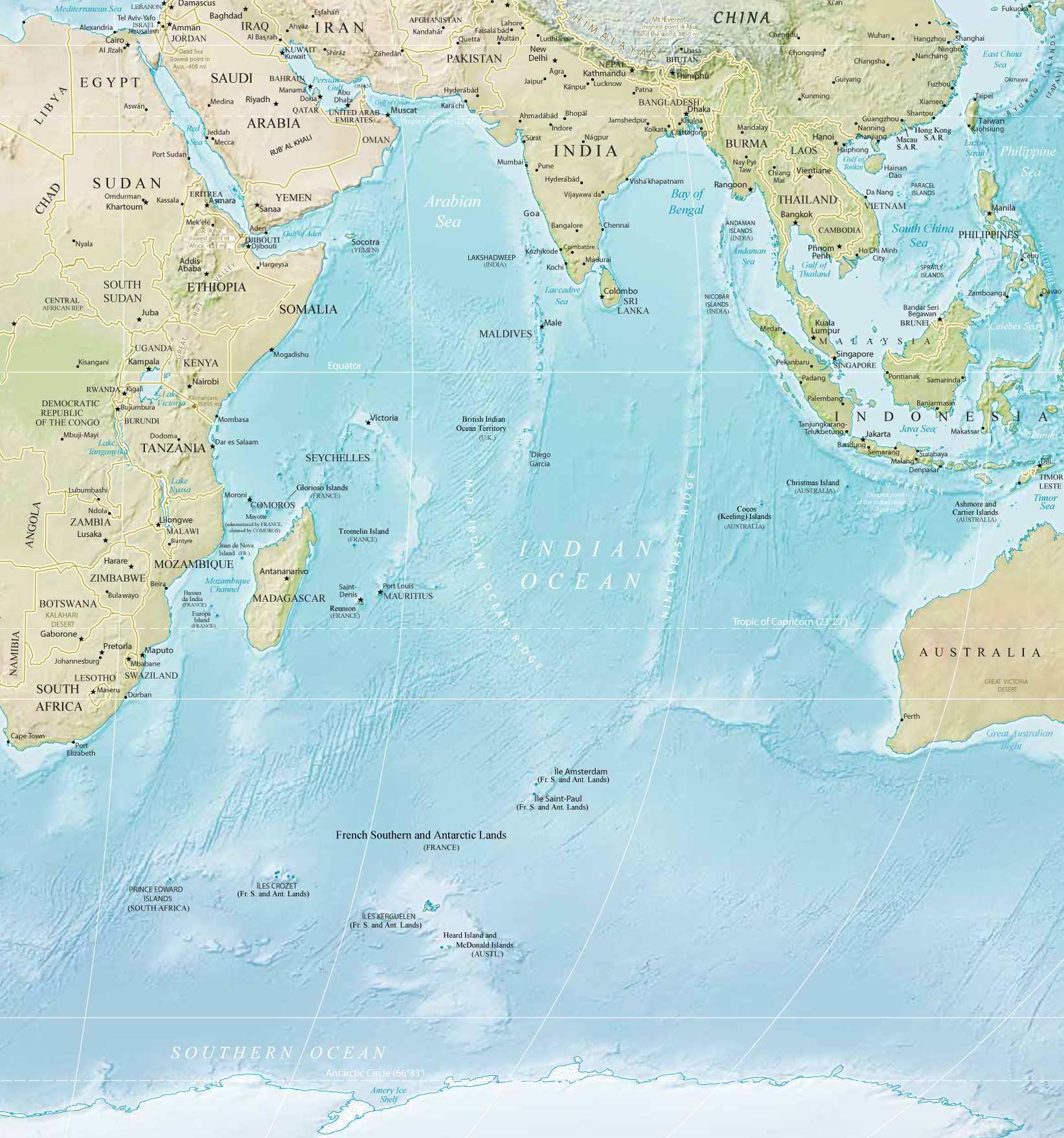 Indian Ocean Map - Indian Ocean Map With Islands - HD Wallpaper 