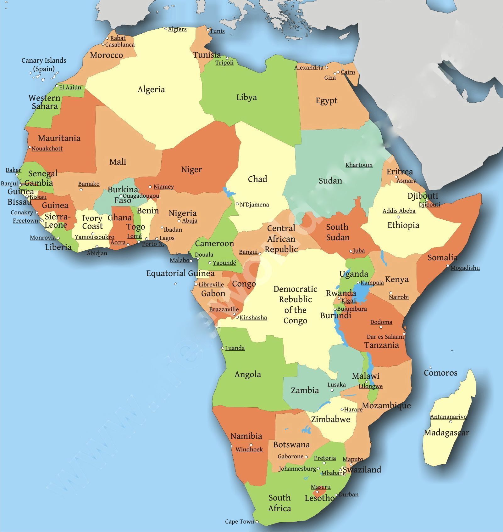 Africa Political Map 2019 - HD Wallpaper 