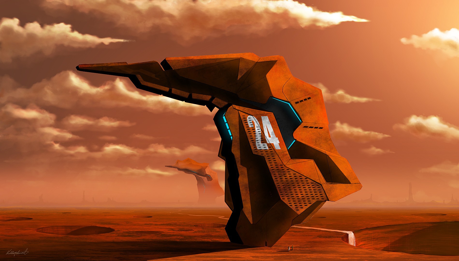 Spaceships On The Orange Planet, Kuldar Leement - Fondo De Pantalla - HD Wallpaper 