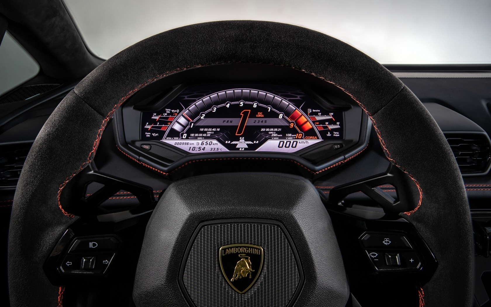 Lamborghini Huracan, Cockpit, Supercars - Lamborghini Huracan Evo Steering Wheel - HD Wallpaper 