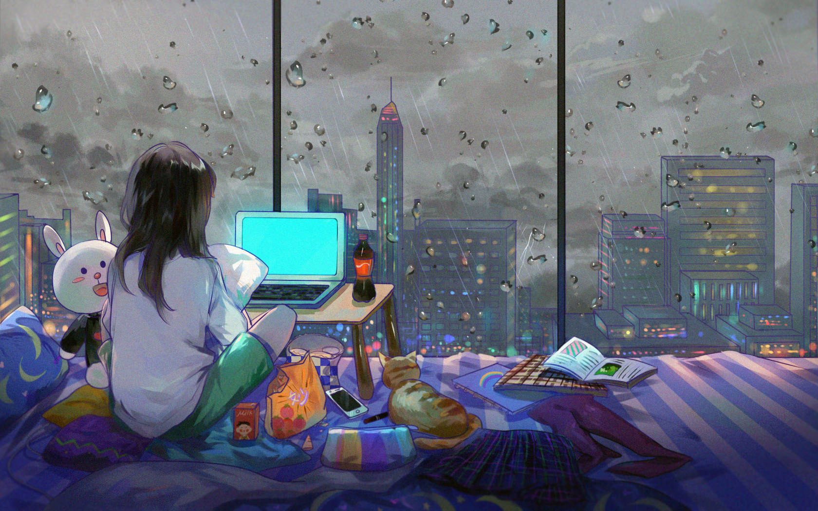 Anime Girl In Room - HD Wallpaper 