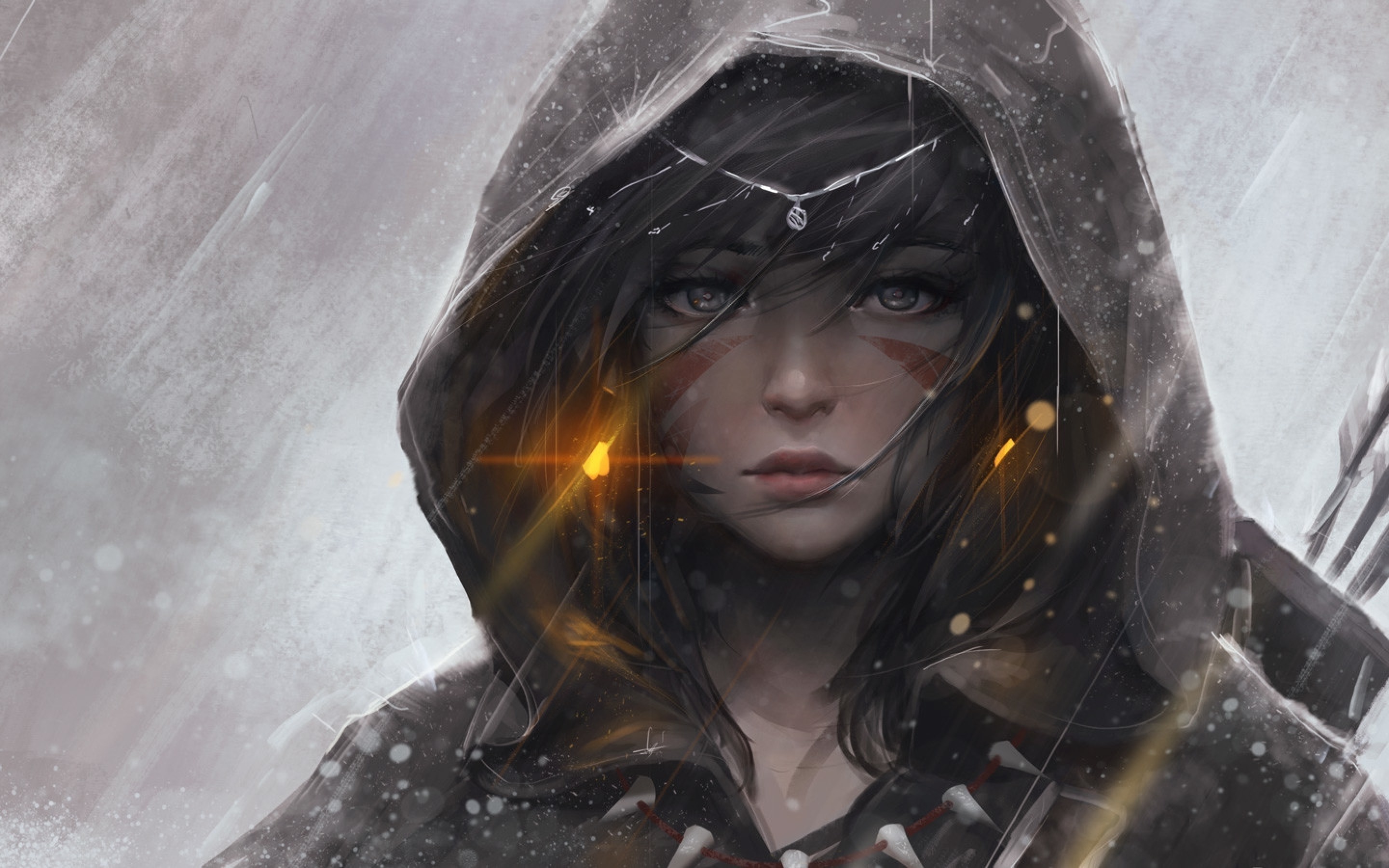 Fantasy Girl, Hoodie, Brown Hair, Earring, Heavy Rain - HD Wallpaper 