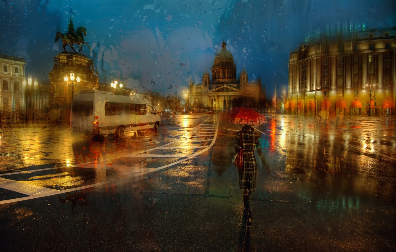Photo Wallpaper Autumn, Rain, Saint Petersburg, November - Autumn Rain - HD Wallpaper 