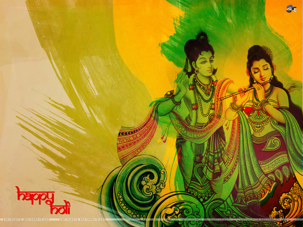 Holi Wallpaper - Beautiful Radha Krishna Holi - HD Wallpaper 