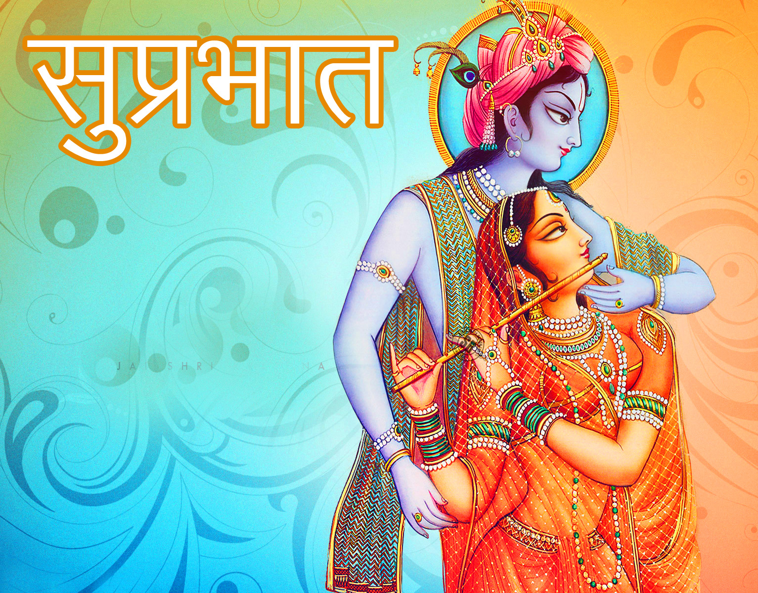 Good Morning Pics Download Here - Radha Krishna - HD Wallpaper 