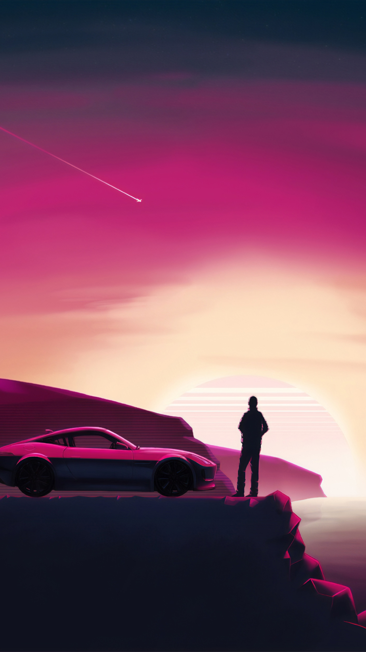 Car Synthwave - 1440x2560 Wallpaper 