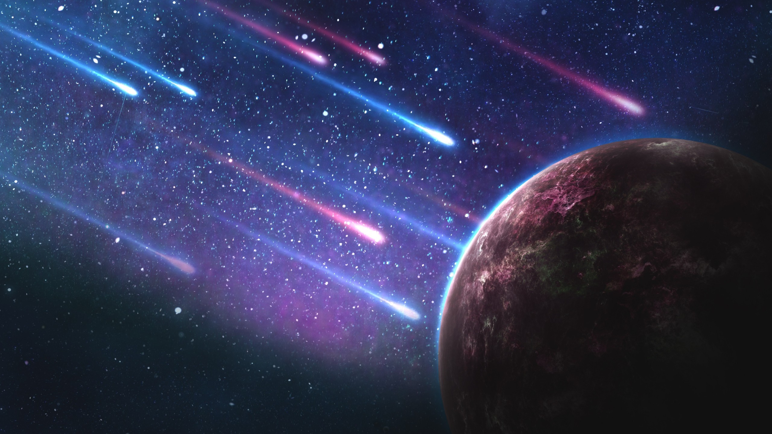 Meteorites Planet Stars Galaxy Galaxy Wallpaper 4k 2560x1440 Wallpaper Teahub Io