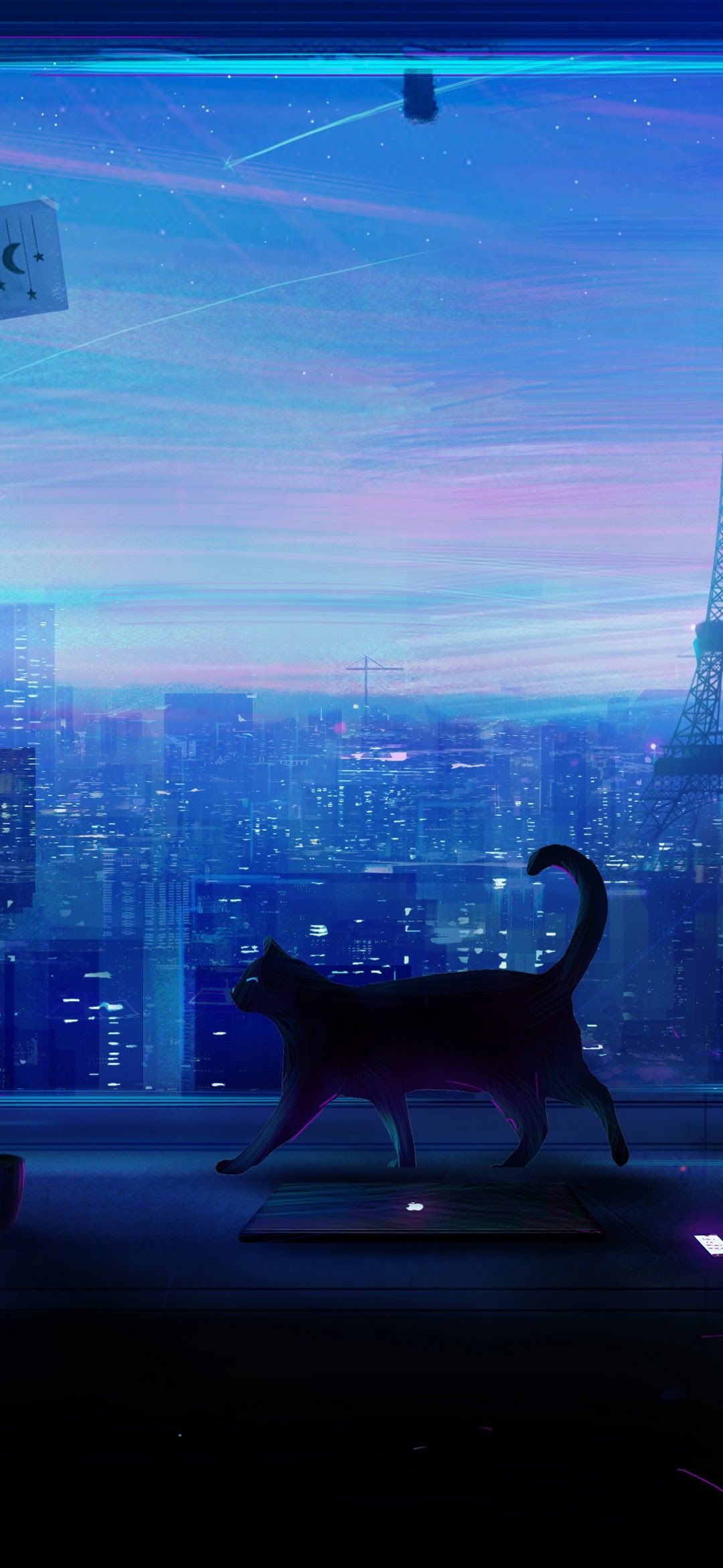 Cat, City, Night, Scenery, Anime, 4k, - Lonely Night Anime - HD Wallpaper 