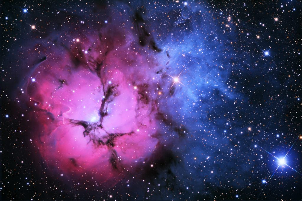 Colors Galaxy Glow Nebula Pink Planets Sky Space Stars - Trifid Nebula - HD Wallpaper 