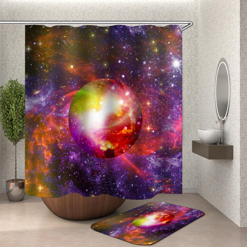 Colorful Galaxy Earth Shower Curtain - Mermaid Ocean Shower Curtain - HD Wallpaper 
