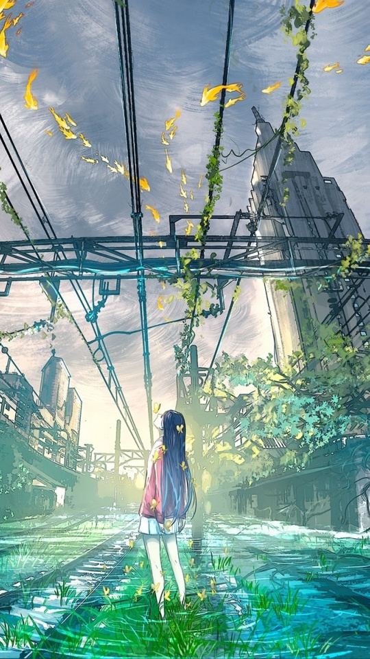 Train Station, Railroad, Anime Girl, Original, Wallpaper - Yuumei Art - HD Wallpaper 