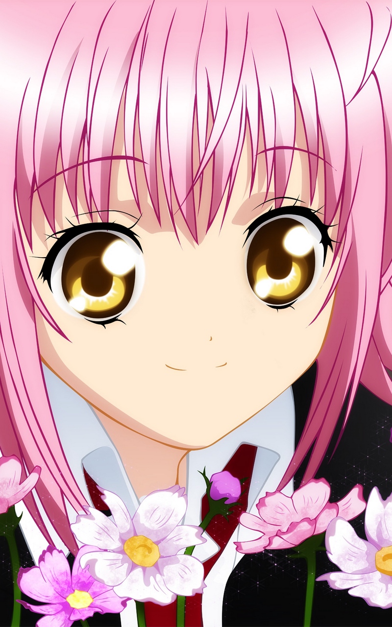 Wallpaper Girl, Cute, Flowers, Smiling, Pink - Anime Shugo Chara Hd - HD Wallpaper 