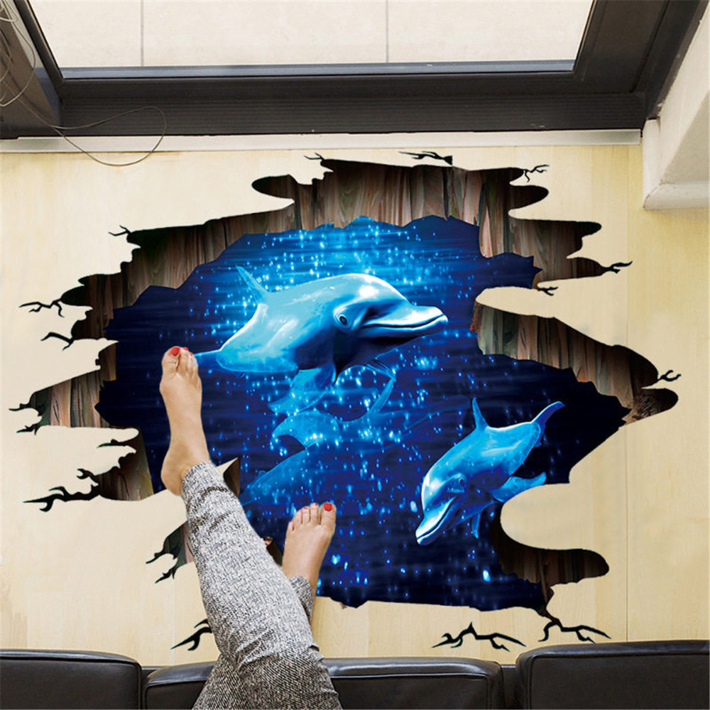 3d Wall Stickers Dolphins - HD Wallpaper 