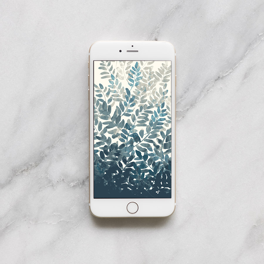 Free Watercolor Fern Mobile Wallpaper - HD Wallpaper 