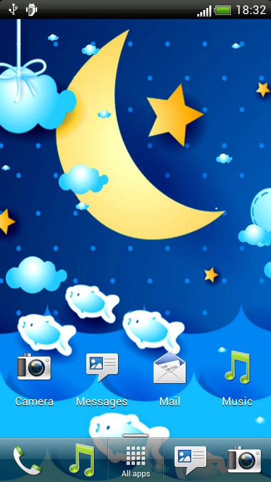 Night Clouds Live Wallpaper - Cute Cartoon Moon And Stars - 540x960  Wallpaper 