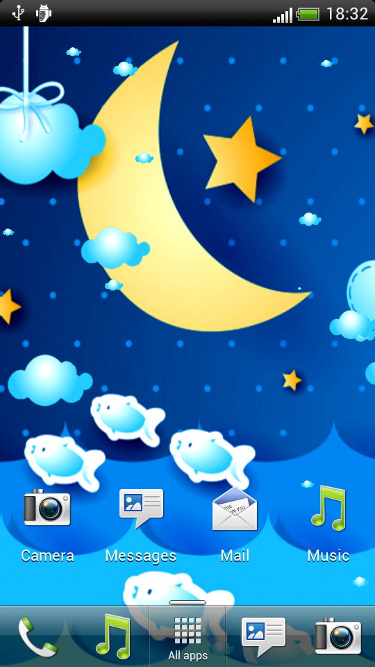 Night Clouds Live Wallpaper - Cute Cartoon Moon And Stars - HD Wallpaper 