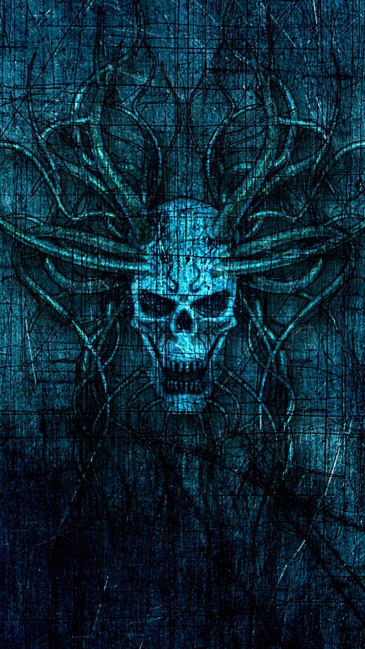 Wallpaper Skull, Horns, Scratches, Art - Skull Zenfone 3 - HD Wallpaper 