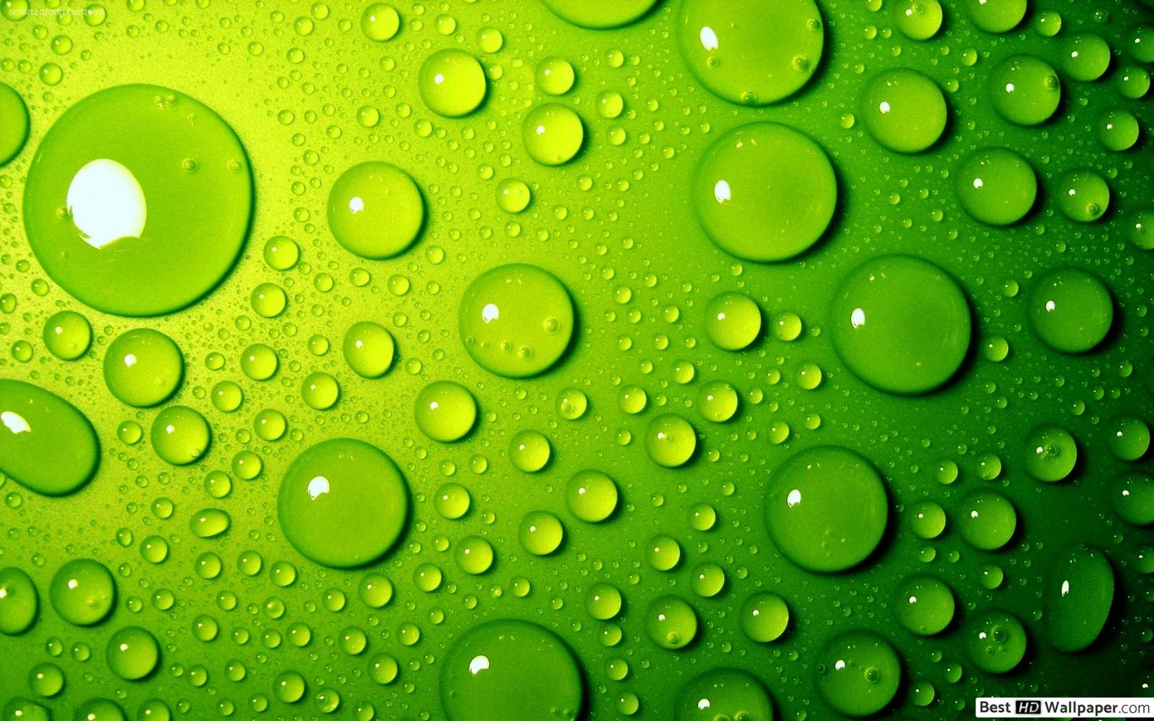 Water Drops Green Background - HD Wallpaper 