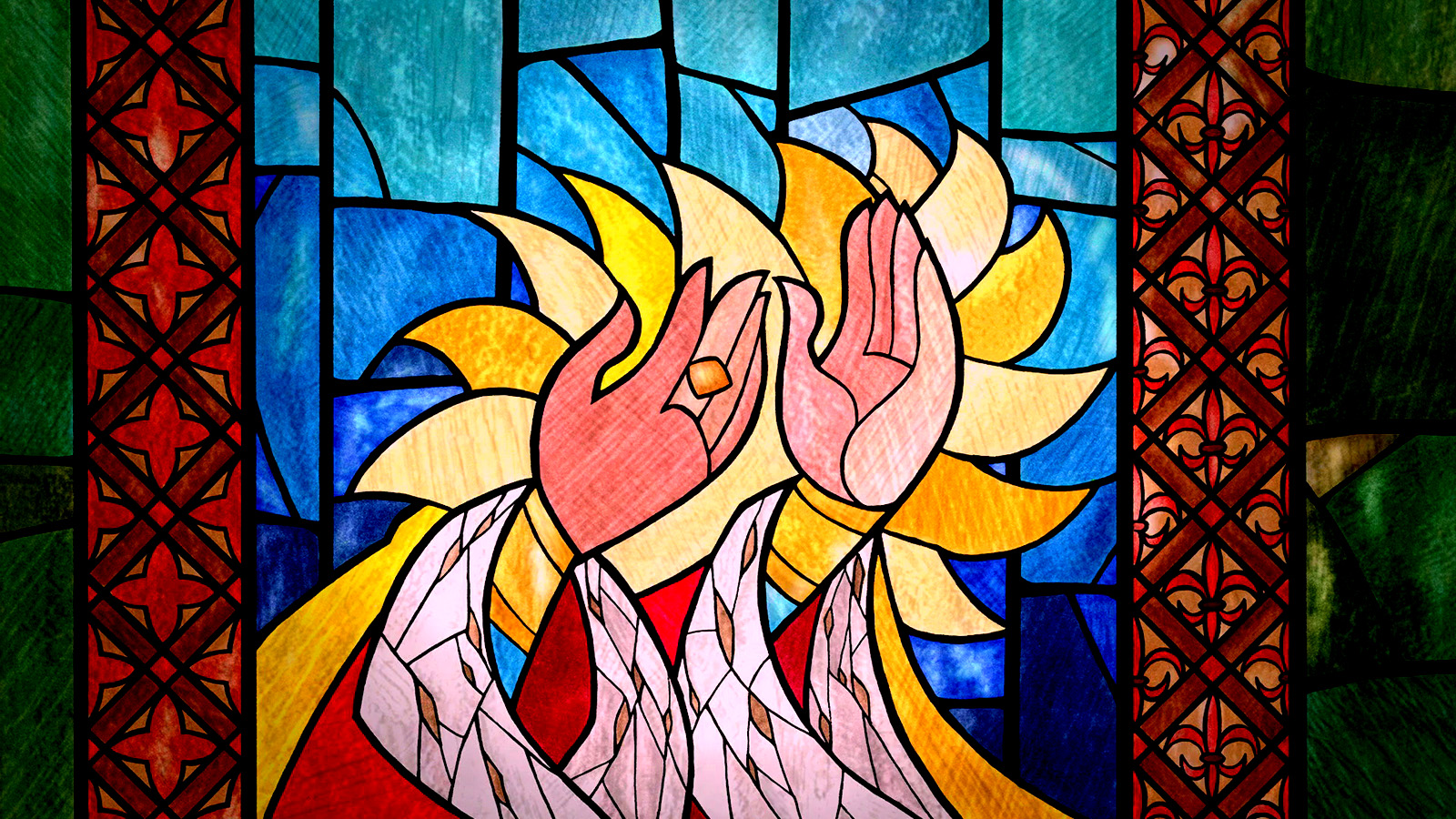 Stained Glass Wallpaper - Beauty And The Beast Old Woman - HD Wallpaper 