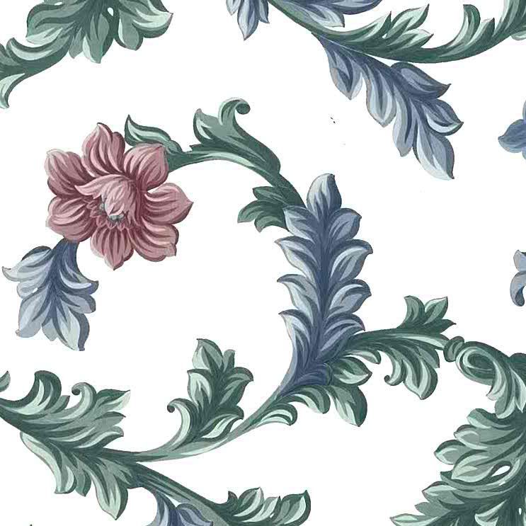 Floral Scroll Vintage Wallpaper, Blue, Rose, Flowers, - Wallpaper - HD Wallpaper 